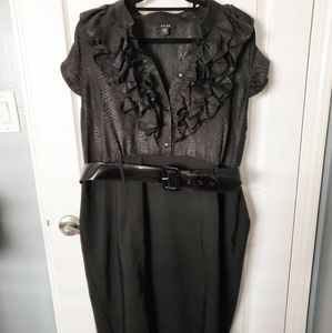 Black Ruffle Dress with Pencil Skirt Size 20W